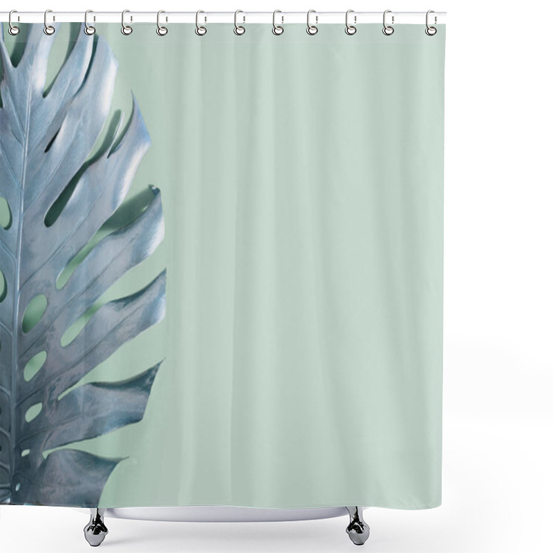 Personality  Tropical Palm Leaf Monstera On Green. Abstract Pattern For Design. Shower Curtains