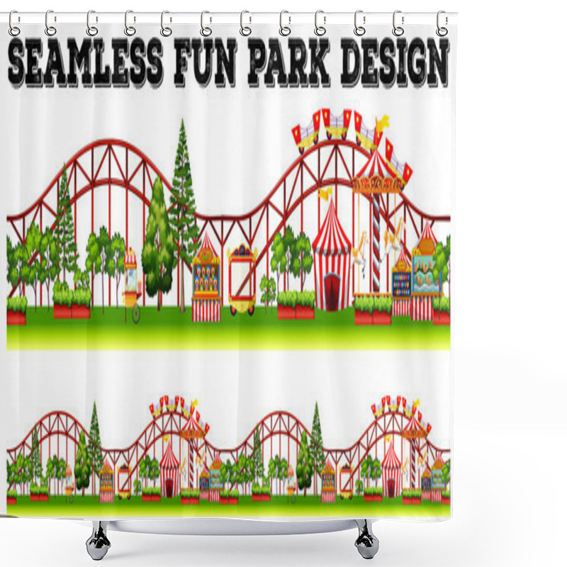 Personality  Seamless Fun Park Design With Many Rides Shower Curtains