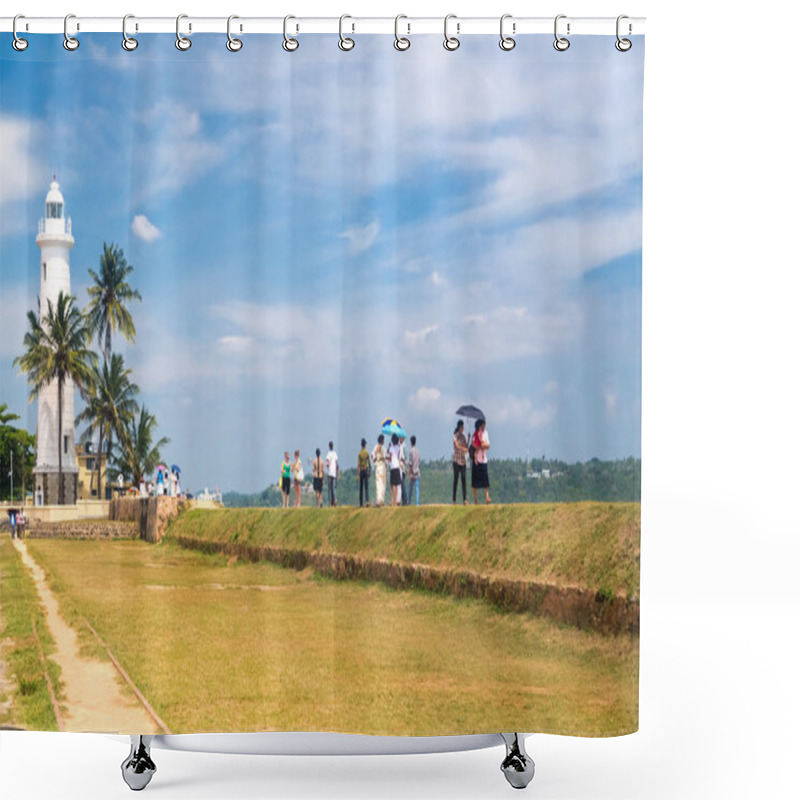 Personality  Tourists In Front Of The Oldest Sri Lankan Lighthouse Shower Curtains