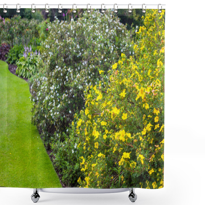 Personality  Beautiful Garden With Variety Of Trees And Bushes Shower Curtains