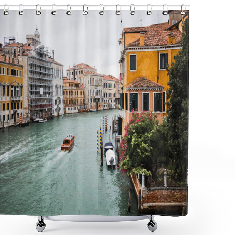 Personality  Vaporetto Floating On Canal Bear Ancient Buildings In Venice, Italy  Shower Curtains