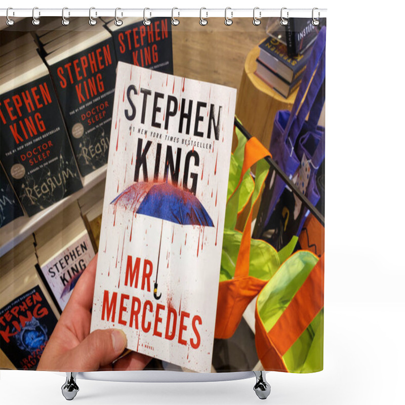 Personality  A Hand Holding Stephen King Book Mr Mercedes Shower Curtains