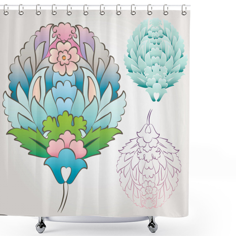 Personality  Ottoman Floral Motif Shower Curtains