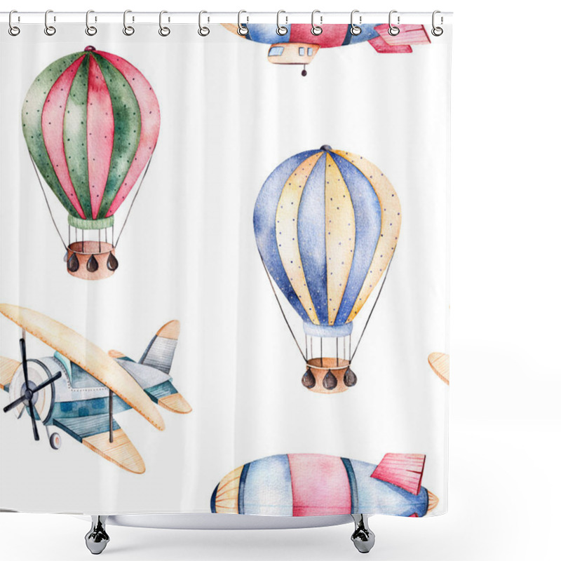 Personality  Seamless Pattern With Air Balloons Shower Curtains