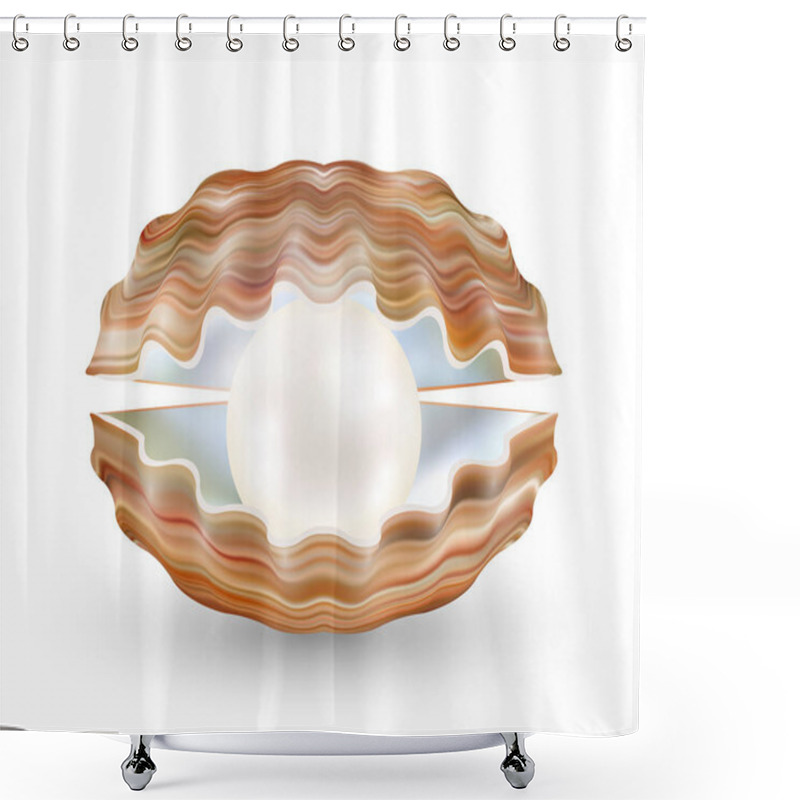 Personality  Bright Pearl In A Opened Sea Shell  Shower Curtains