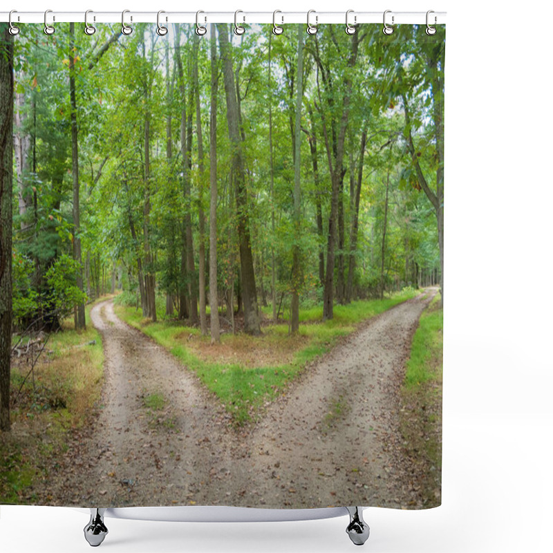 Personality  Two Paths Merge Into One In This Monmouth County New Jersey Landscape. Shower Curtains