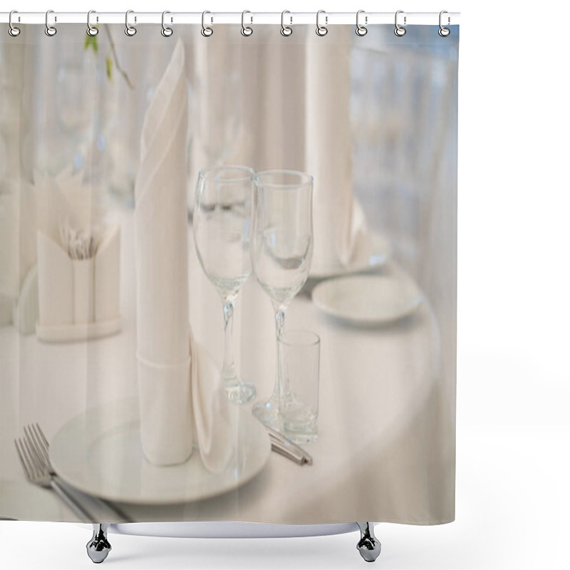 Personality  Luxury Airy Summer Restaurant In White With Transparent Chairs And Ready To Party Shower Curtains