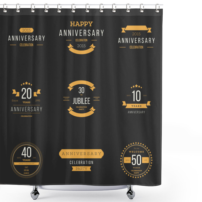 Personality  Vector Set Of Anniversary Signs, Symbols. Ten, Twenty, Thirty, Forty, Fifty Years Jubilee Design Elements Collection. Shower Curtains