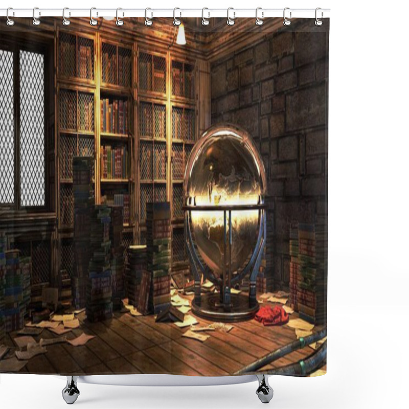 Personality  Academy Building Library Fantasy Architecture, 3D Illustration, 3D Rendering Shower Curtains