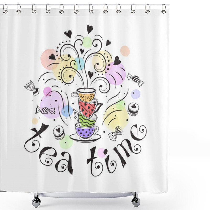 Personality  Tea Time Poster Shower Curtains