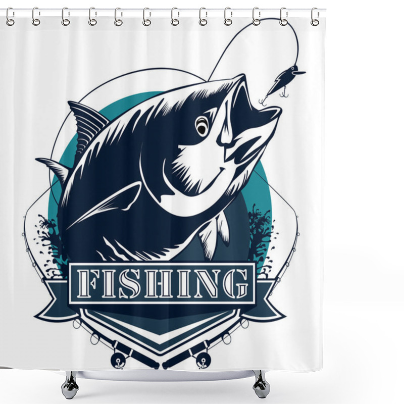 Personality  Tuna Logo Blue Shower Curtains