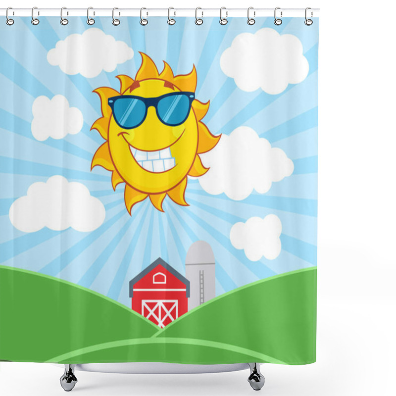 Personality  Smiling Sun Mascot Cartoon Character  Shower Curtains