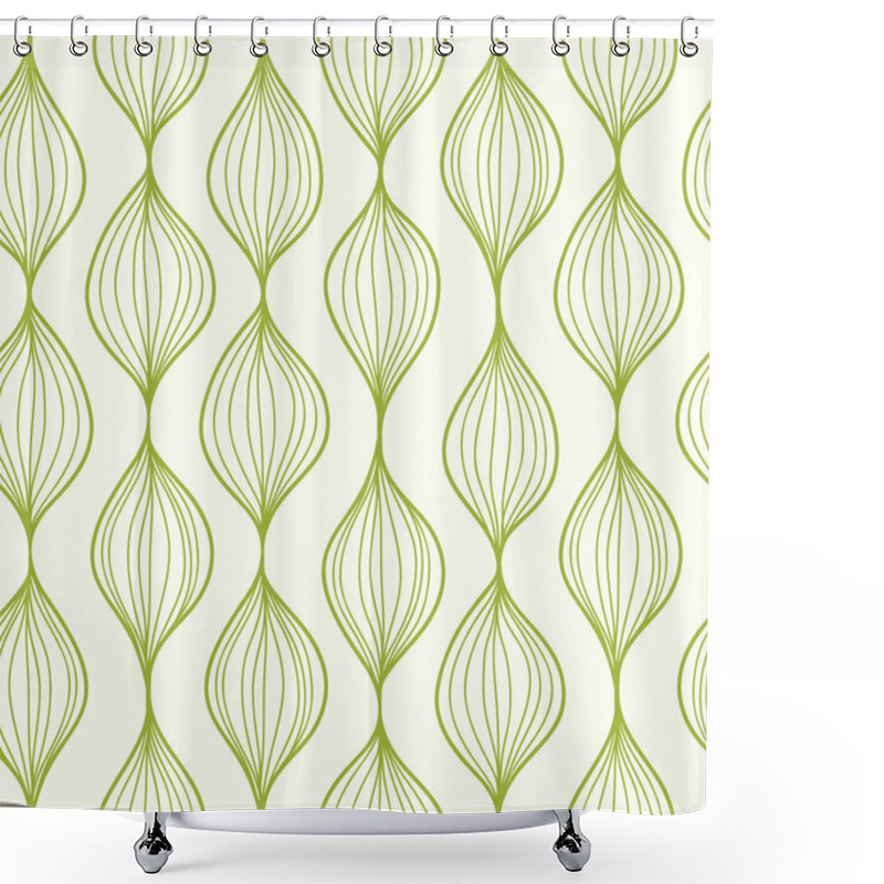 Personality  Green Vertical Ogee Seamless Pattern Background Shower Curtains