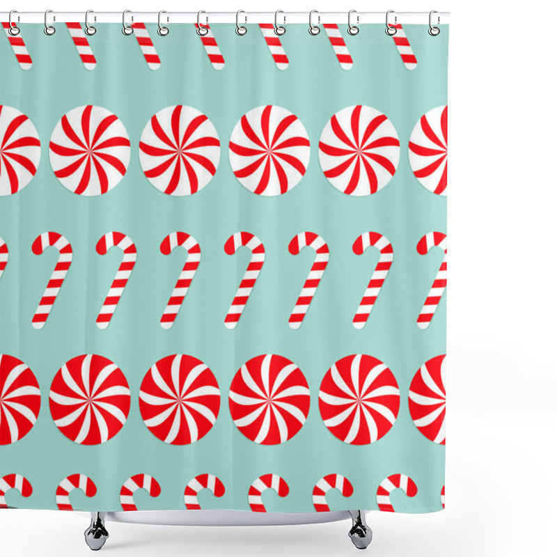 Personality  Christmas Round White And Red Sweets Shower Curtains