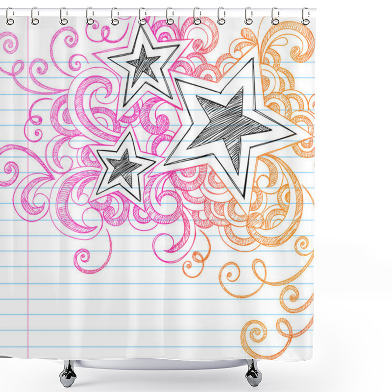 Personality  Sketchy Stars And Swirls Doodles Back To School Vector Design Shower Curtains