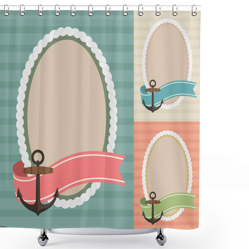 Personality  Frame With Ribbon And Anchor Shower Curtains