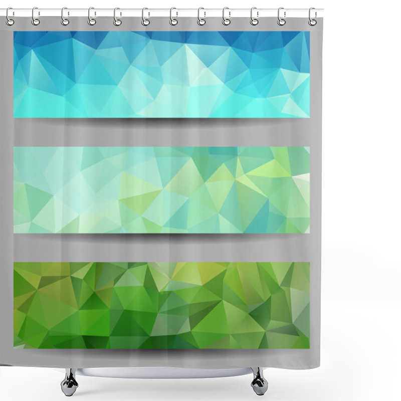 Personality  Set Of Banners With Abstract Triangles Shower Curtains