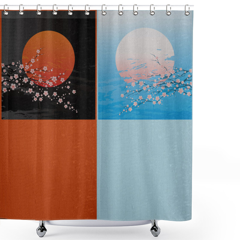 Personality  Illustration Of A Cherry Twigs In Bloom Shower Curtains