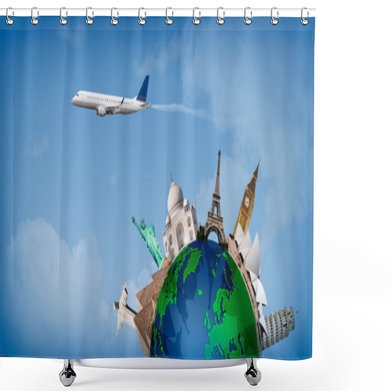 Personality  Travel Around The World Concept Airplane Shower Curtains