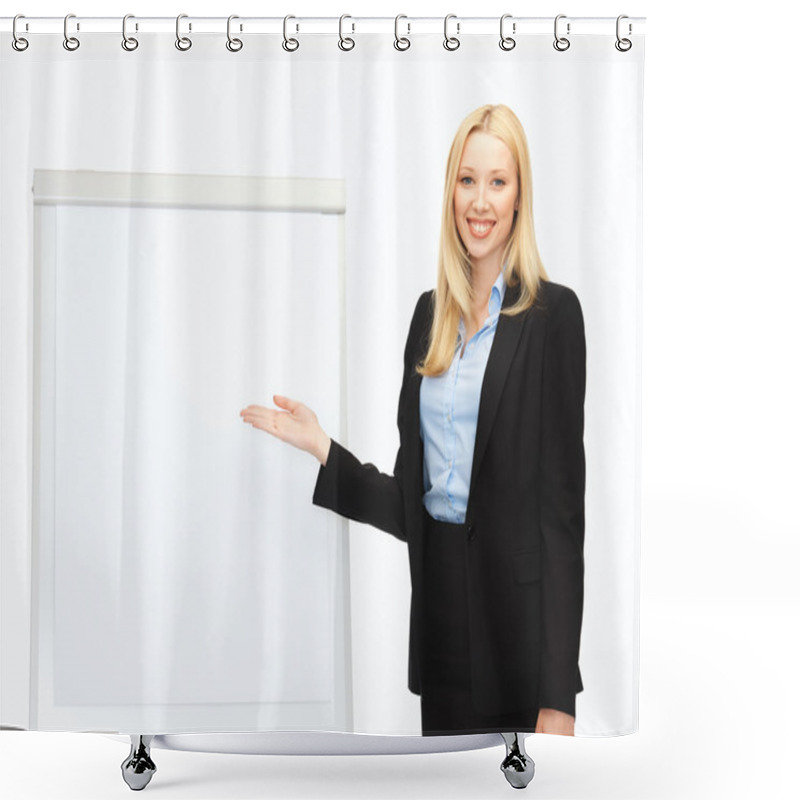 Personality  Businesswoman With Flipchart In Office Shower Curtains