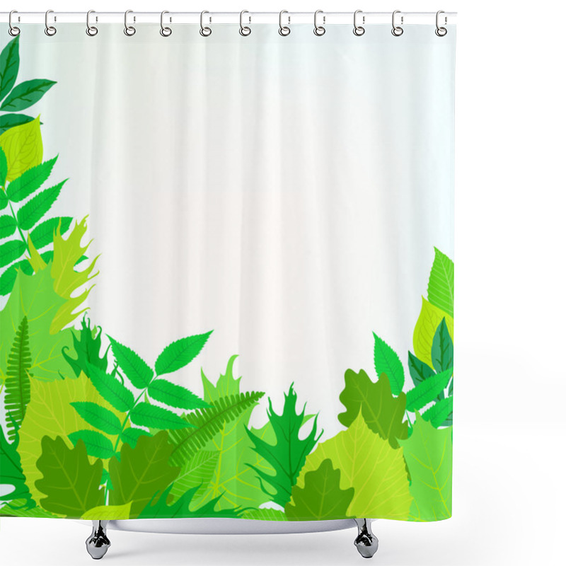 Personality  Spring Card Background With Green Leaves Shower Curtains