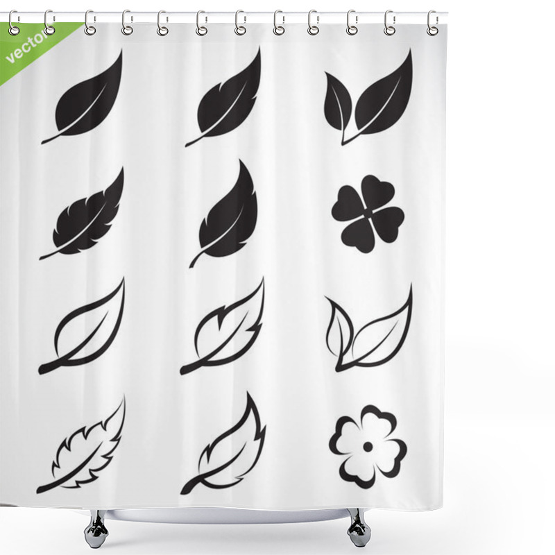 Personality  Vector Leaves Icon Set  Shower Curtains