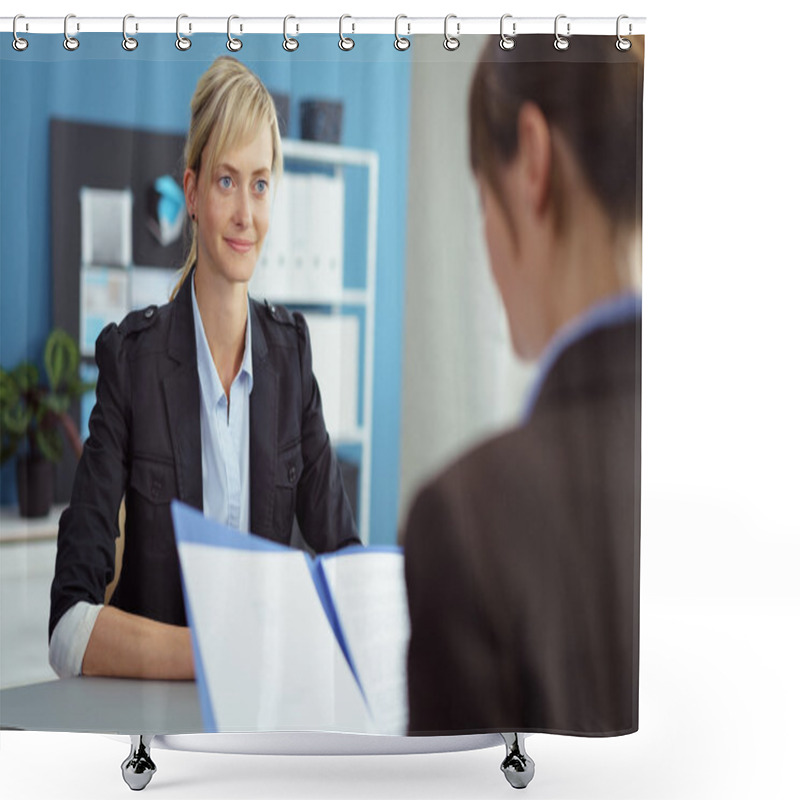 Personality  Confident Young Businesswoman In A Job Interview Shower Curtains