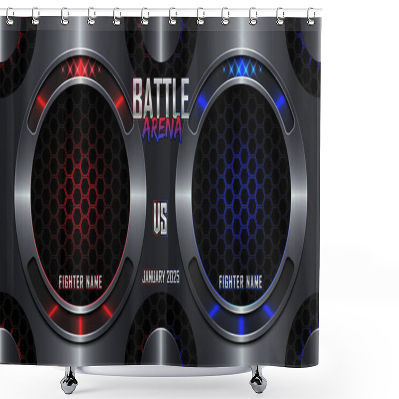 Personality  Realistic Battle Arena Sports 3d Poster With Modern Metallic Logo For Boxing, Wrestling, Kick Boxing, Martial Art, MMA, Muay Thai Shower Curtains