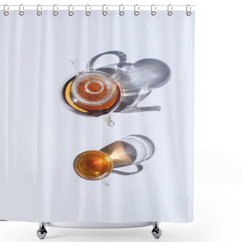 Personality  Herbal Tea In Cup And Kettle Shower Curtains