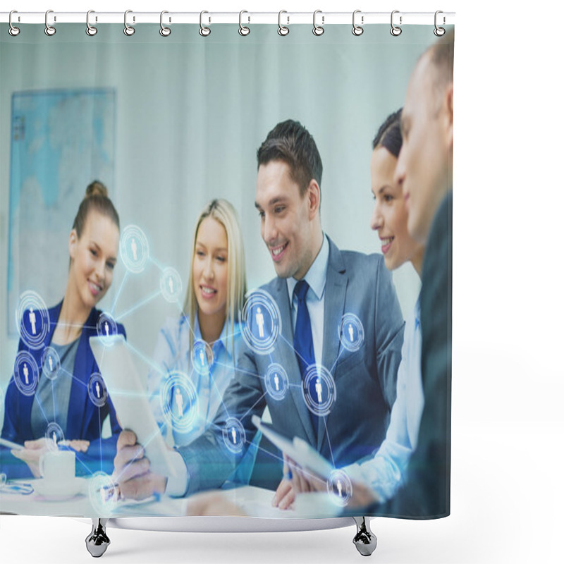 Personality  Business Team With Tablet Pc Having Discussion Shower Curtains