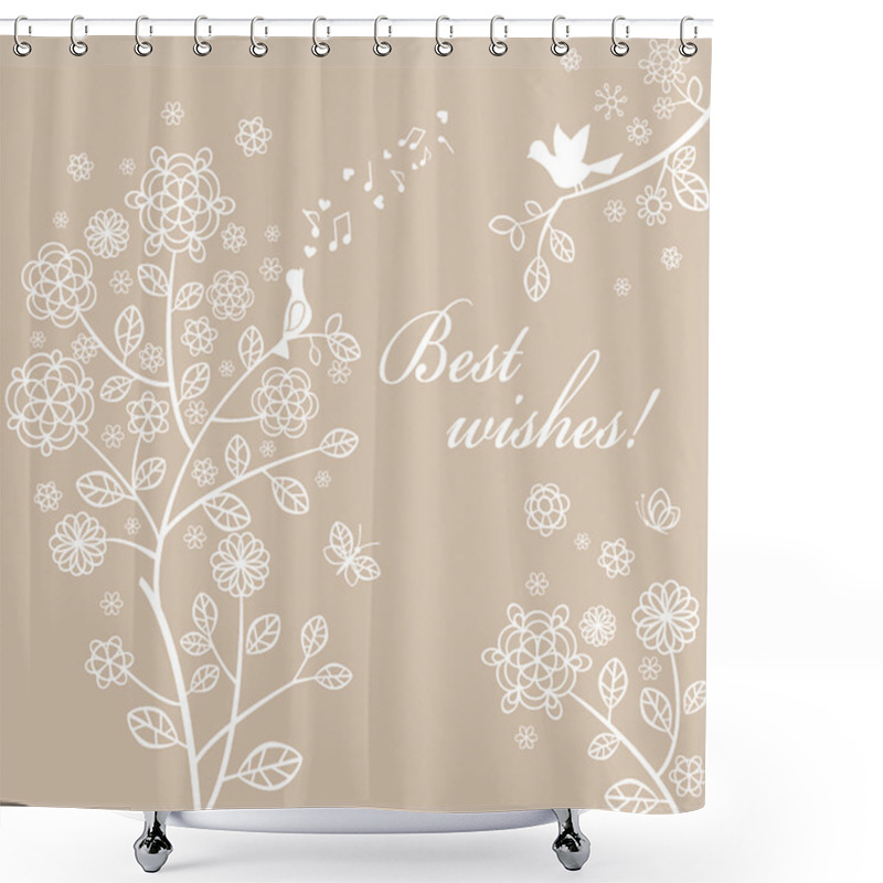 Personality  Beautiful Pastel Spring Card With Lacy Tree Shower Curtains