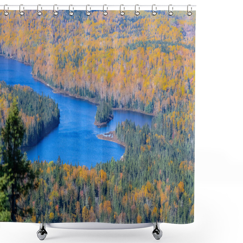 Personality  A Lake In The Forest In Canada, During The Indian Summer, Beautiful Colors Of The Trees, Panorama Shower Curtains