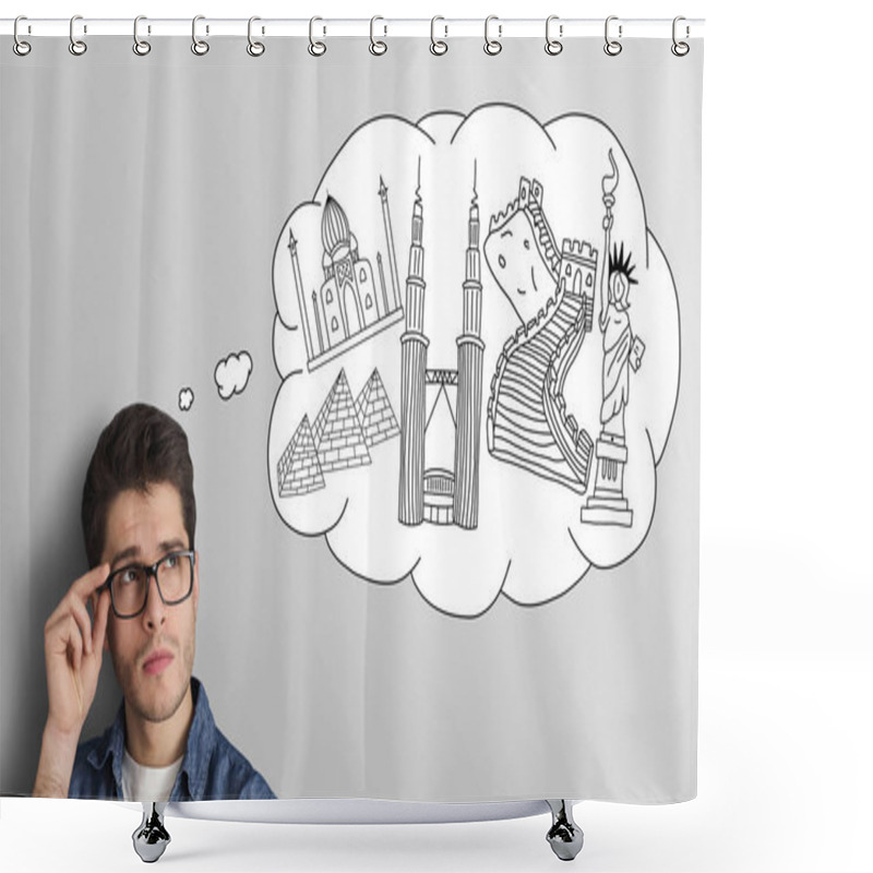 Personality  Thinking Of Traveling Concept Shower Curtains