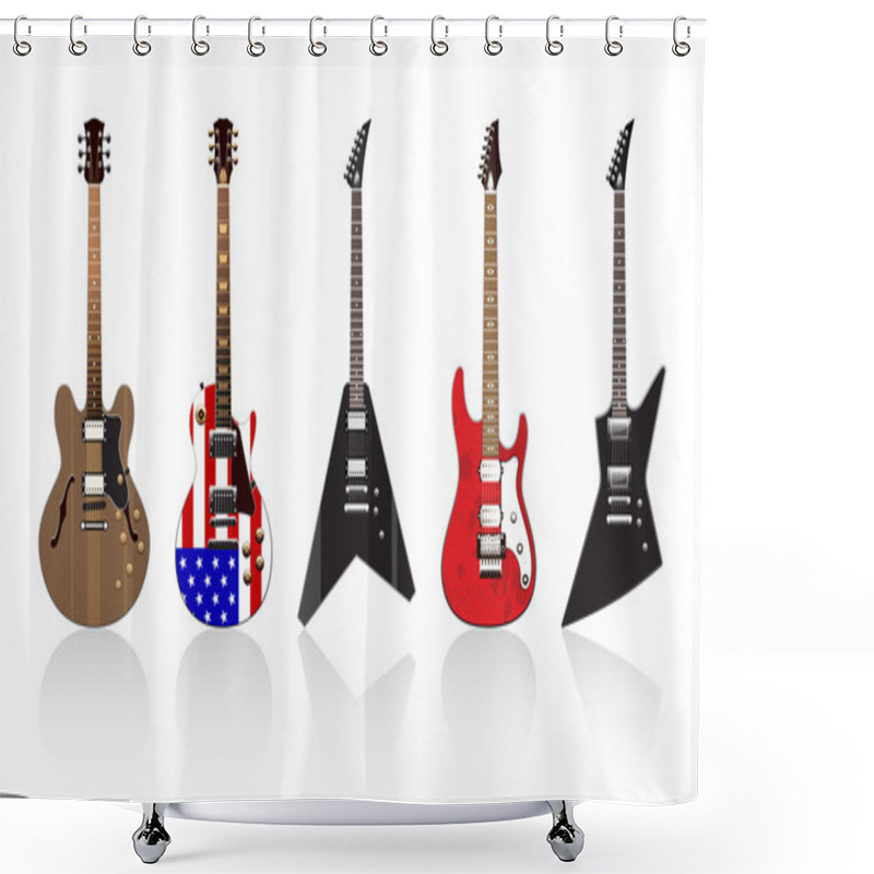 Personality  Five Beautiful Electric Guitars Shower Curtains