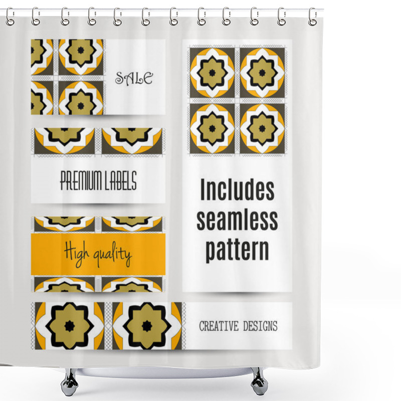 Personality  Business Cards Pattern With Islamic Morocco Ornament. Includes Seamless Pattern Shower Curtains