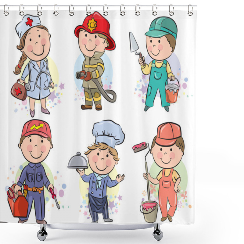 Personality  Professions Kids Set 3 Shower Curtains