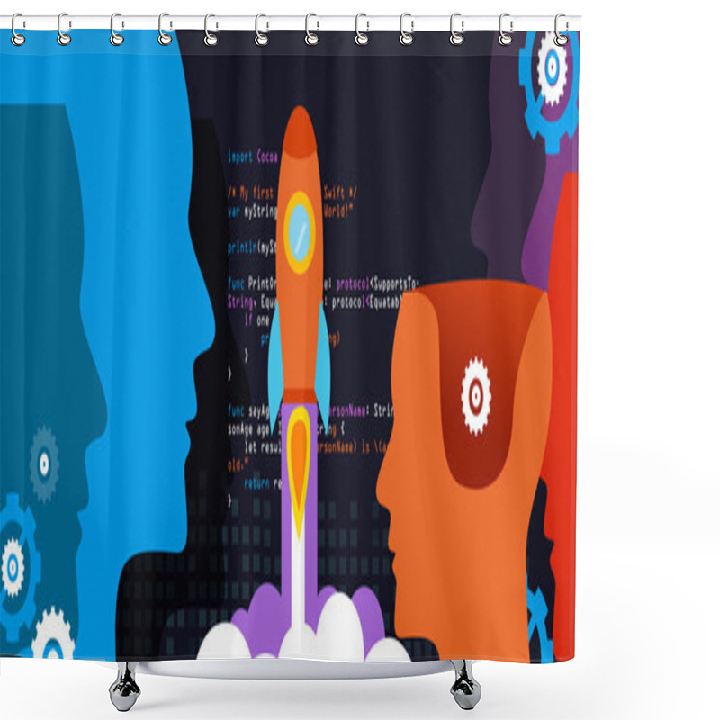 Personality  Tech Start-up Technology Programming Launch Rocket Shower Curtains