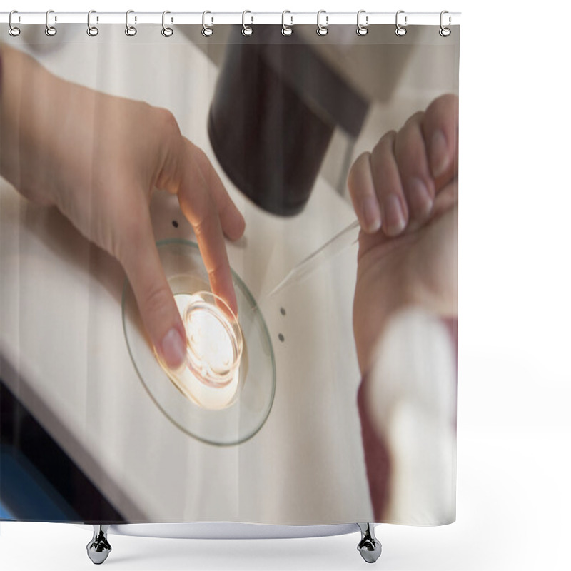 Personality  Embryologist Adding Sperm To Egg Shower Curtains