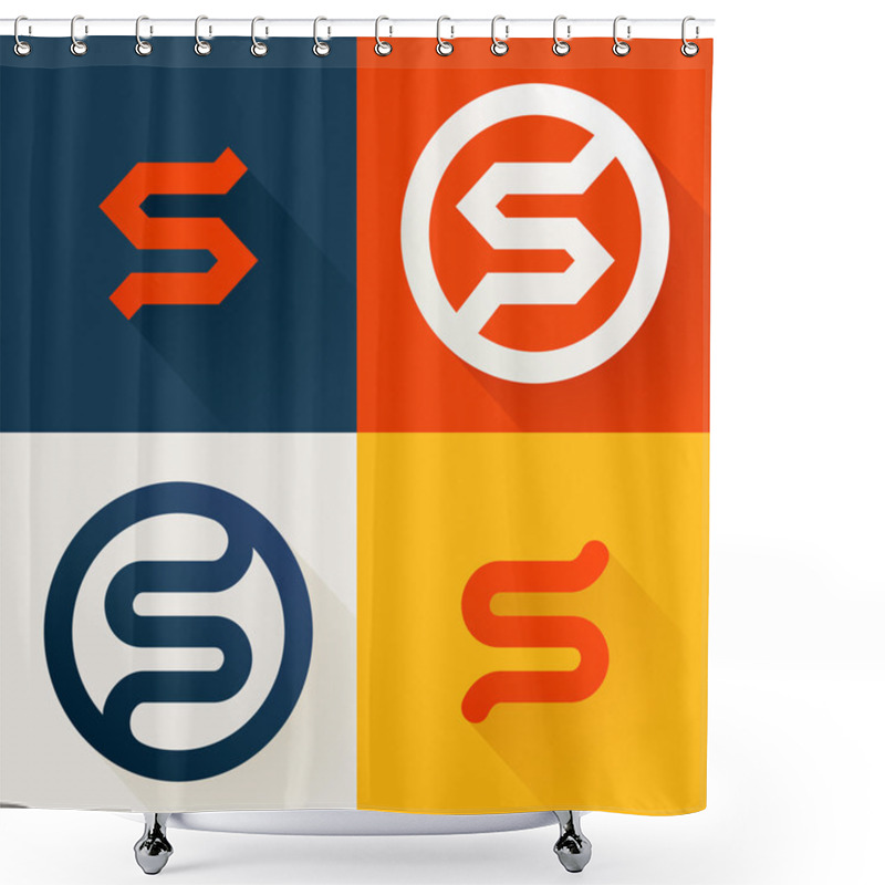 Personality  S Letter Line Logo Set Shower Curtains