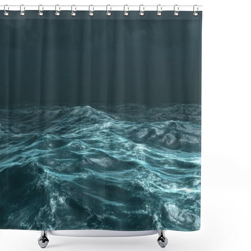 Personality  Rough Stormy Ocean Under Dark Sky Shower Curtains