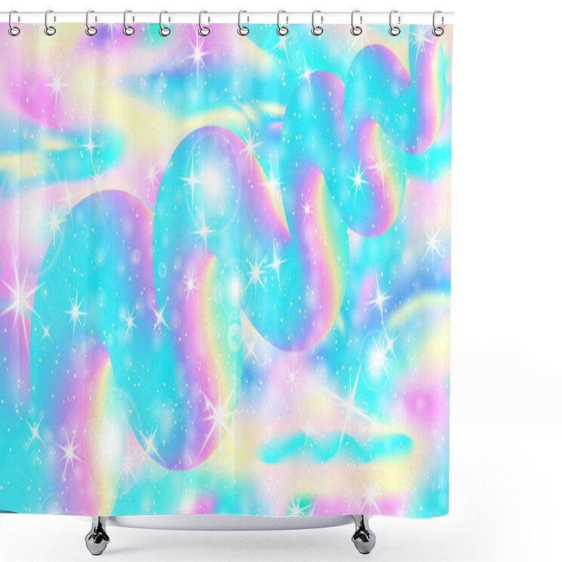 Personality  Unicorn. Fairy Background. Mermaid Rainbow. Vector Shower Curtains