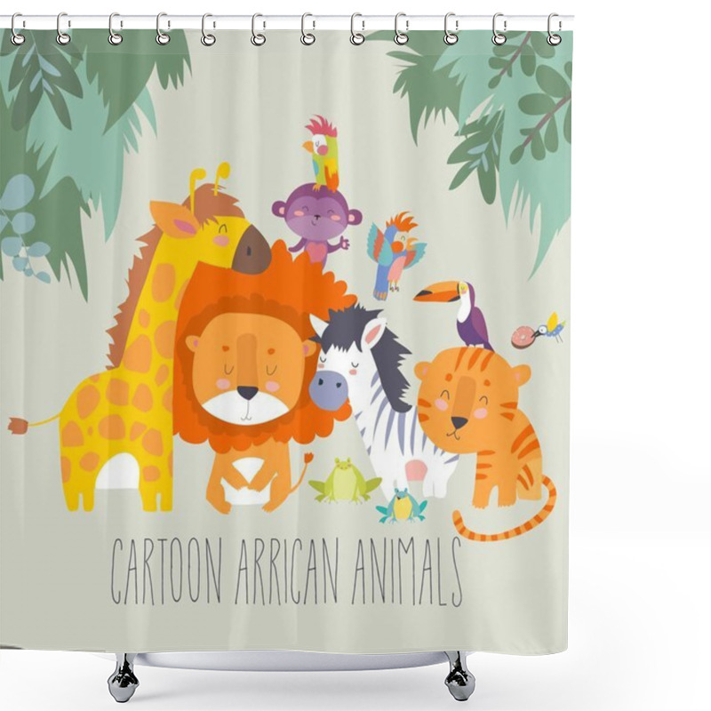 Personality  Happy Jungle Animals. Best Friends Shower Curtains