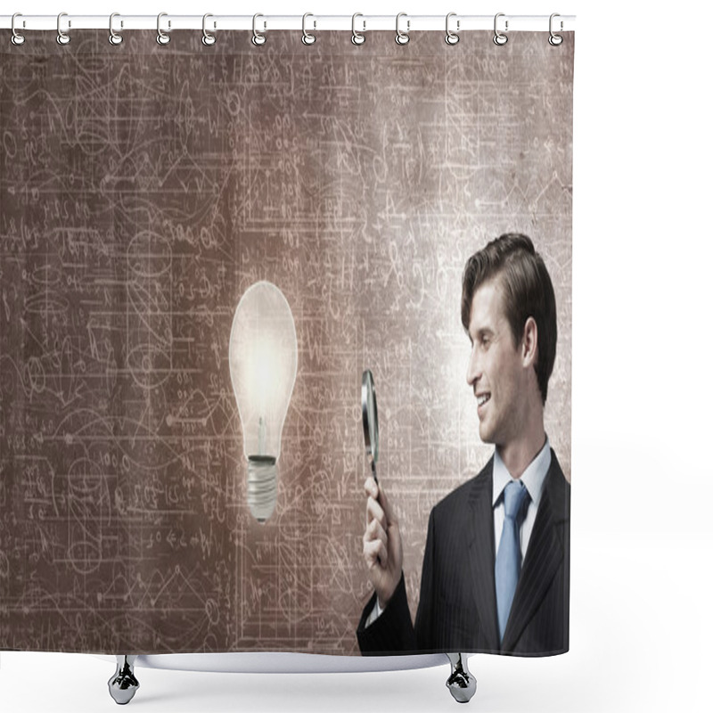 Personality  Man With Magnifier Shower Curtains