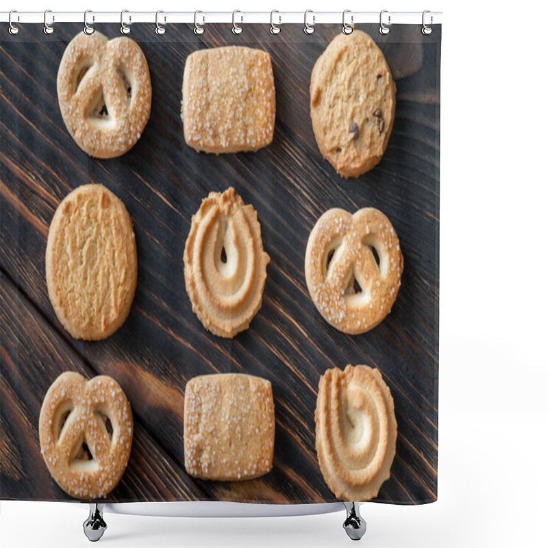 Personality  Butter Cookies On Wooden Background Shower Curtains