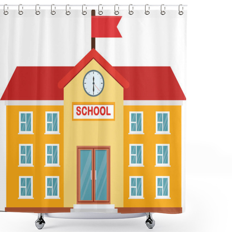 Personality  Vector Illustration Of High School Building. Vector School Building Shower Curtains