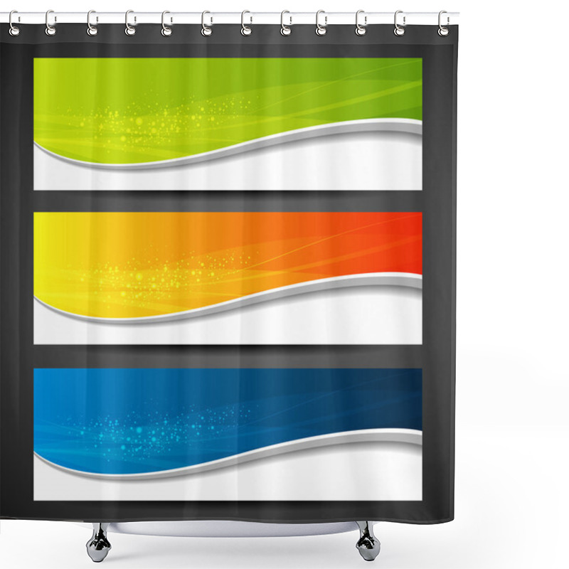 Personality  Collection Banners Modern Wave Design Background Shower Curtains