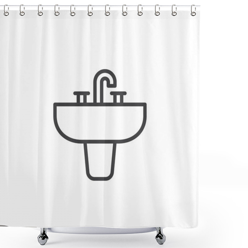 Personality  Sinks Household Equipment Line Icon, Outline Vector Sign, Linear Style Pictogram Isolated On White. Symbol, Logo Illustration. Editable Stroke Shower Curtains