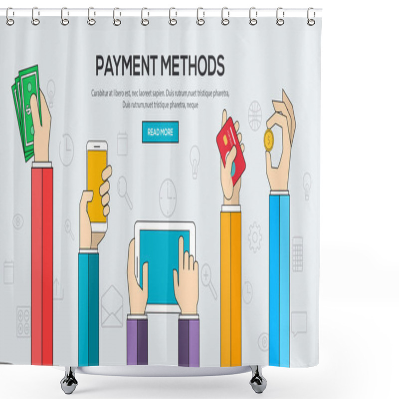 Personality  Flat Designed Banners Shower Curtains