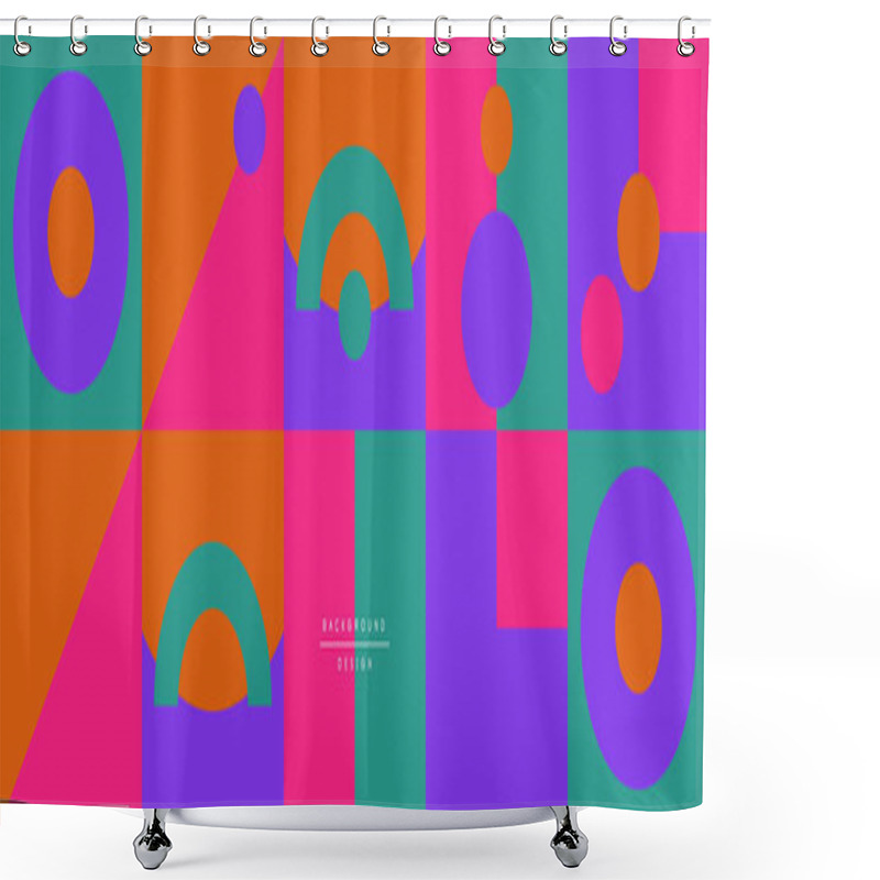 Personality  Neo Memphis Geometric Pattern With Circles, Squares And Lines. Pop Art Abstract Background For Covers, Banners, Flyers And Posters And Other Templates Shower Curtains