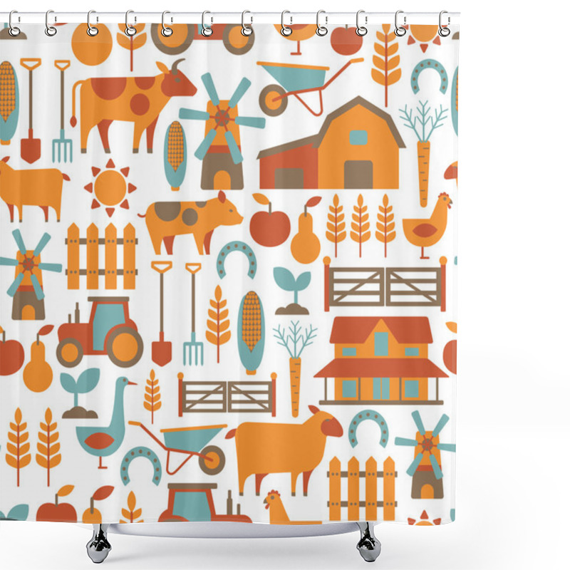 Personality  Seamless Pattern With Farm Related Items Shower Curtains